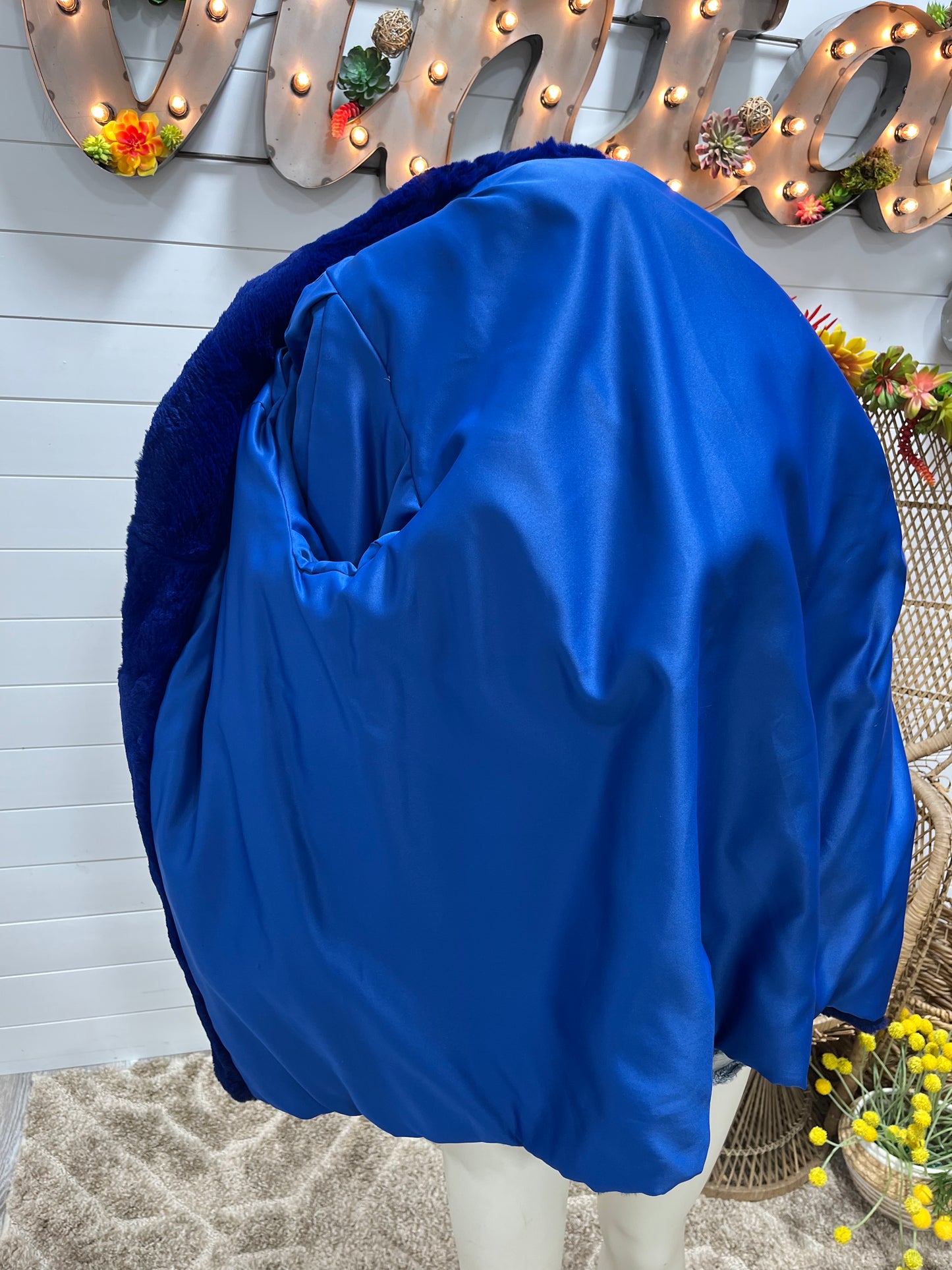 Vintage 70s Ultra Rare Blue Sheared Beaver Rockstar Coat