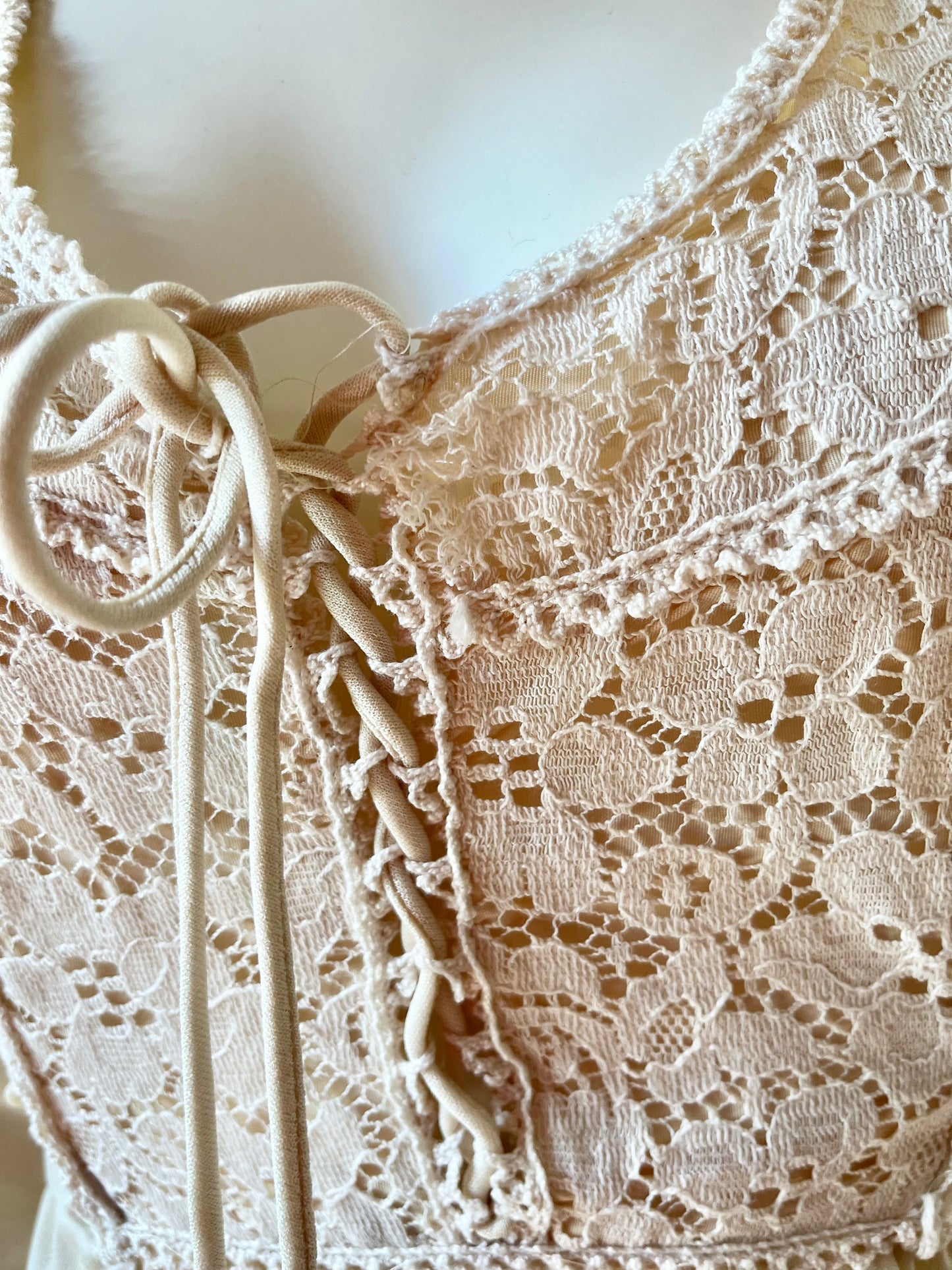 Vintage 70s Gunne Sax Inspired Corset Lace Maxi Dress