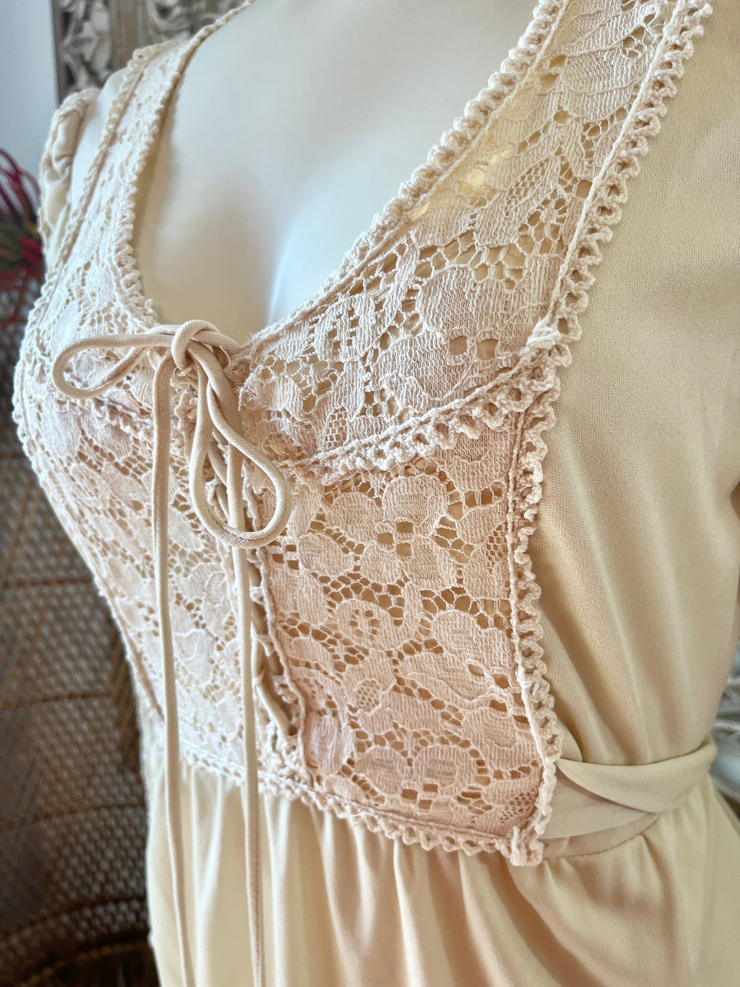 Vintage 70s Gunne Sax Inspired Corset Lace Maxi Dress
