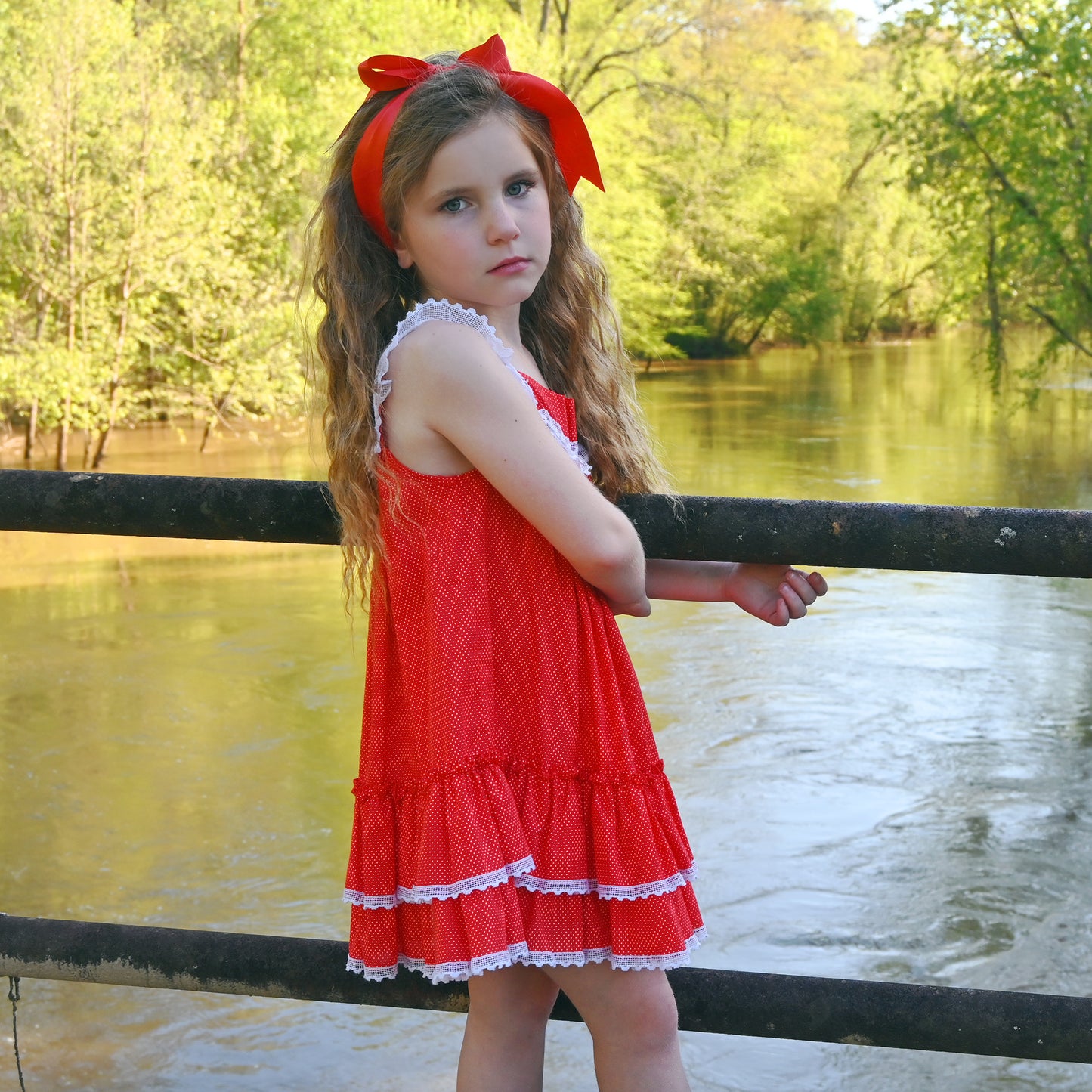 Swiss Polka Dots and Lace 70s Little Girls Vintage Cottage Core Dress