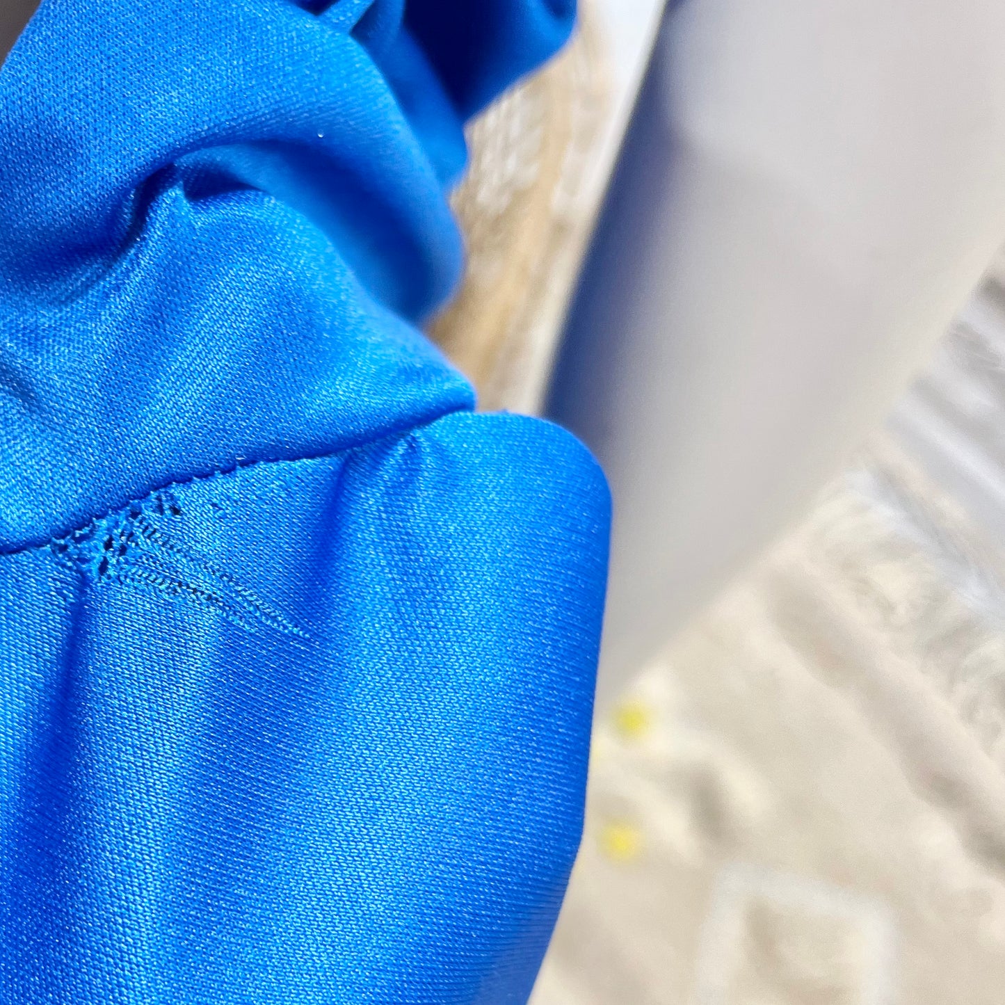 80s Vintage Electric Blue Gathered Draped Mini Party Dress M