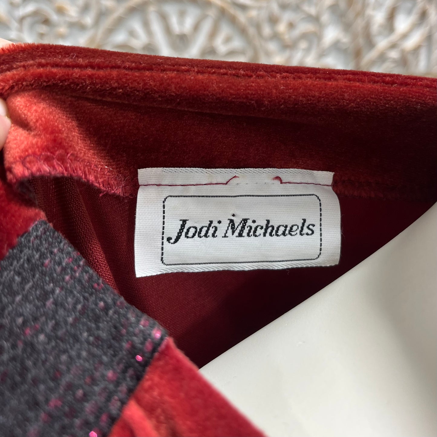 80s Velour Metallic Disco Vintage V Neck Jumpsuit L