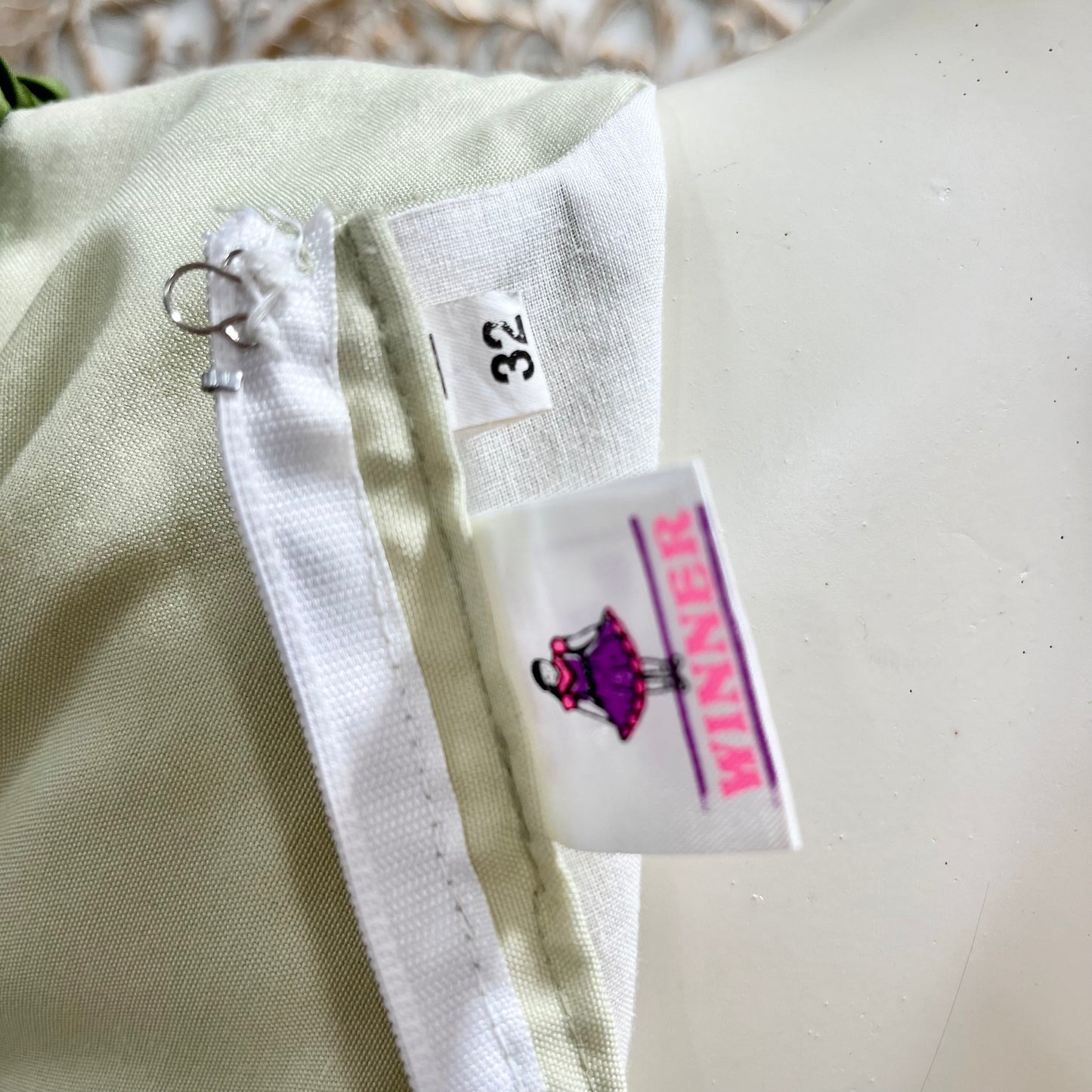 Vintage 50s Style Embroidered Two Tone Green Belted Jumper Girls Dress