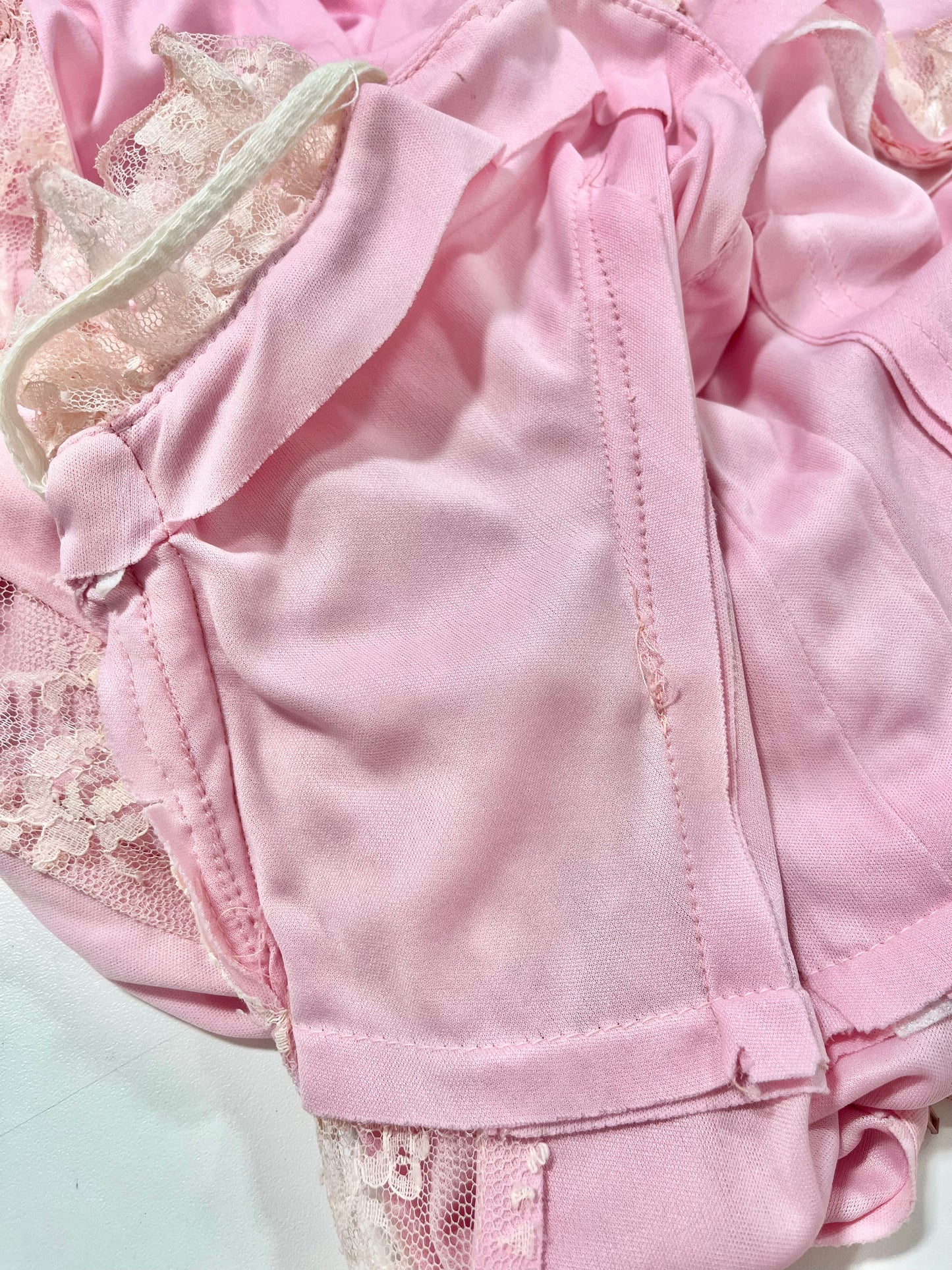 Vintage 70s Fredericks of Hollywood Lace Pink Halter Romper Jumpsuit XS/S