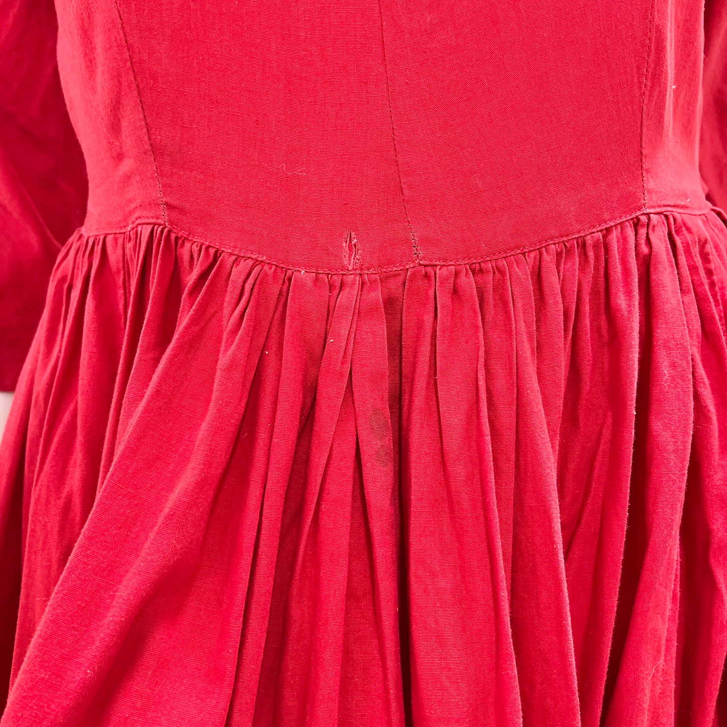 Vintage 40s Patio Red Full Skirt Silver Metallic Trim Pantaloon Southwest Rare Dress