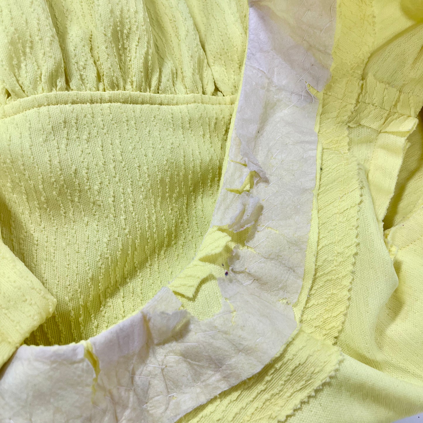 60s Mod Flutter Sleeve Banded Waist Buttercup Yellow Vintage Mini Dress M
