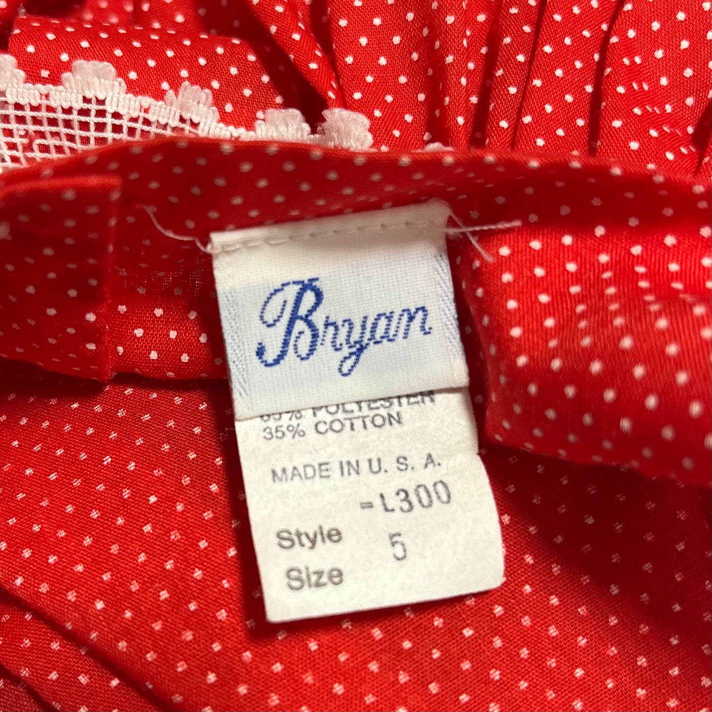 Swiss Polka Dots and Lace 70s Little Girls Vintage Cottage Core Dress