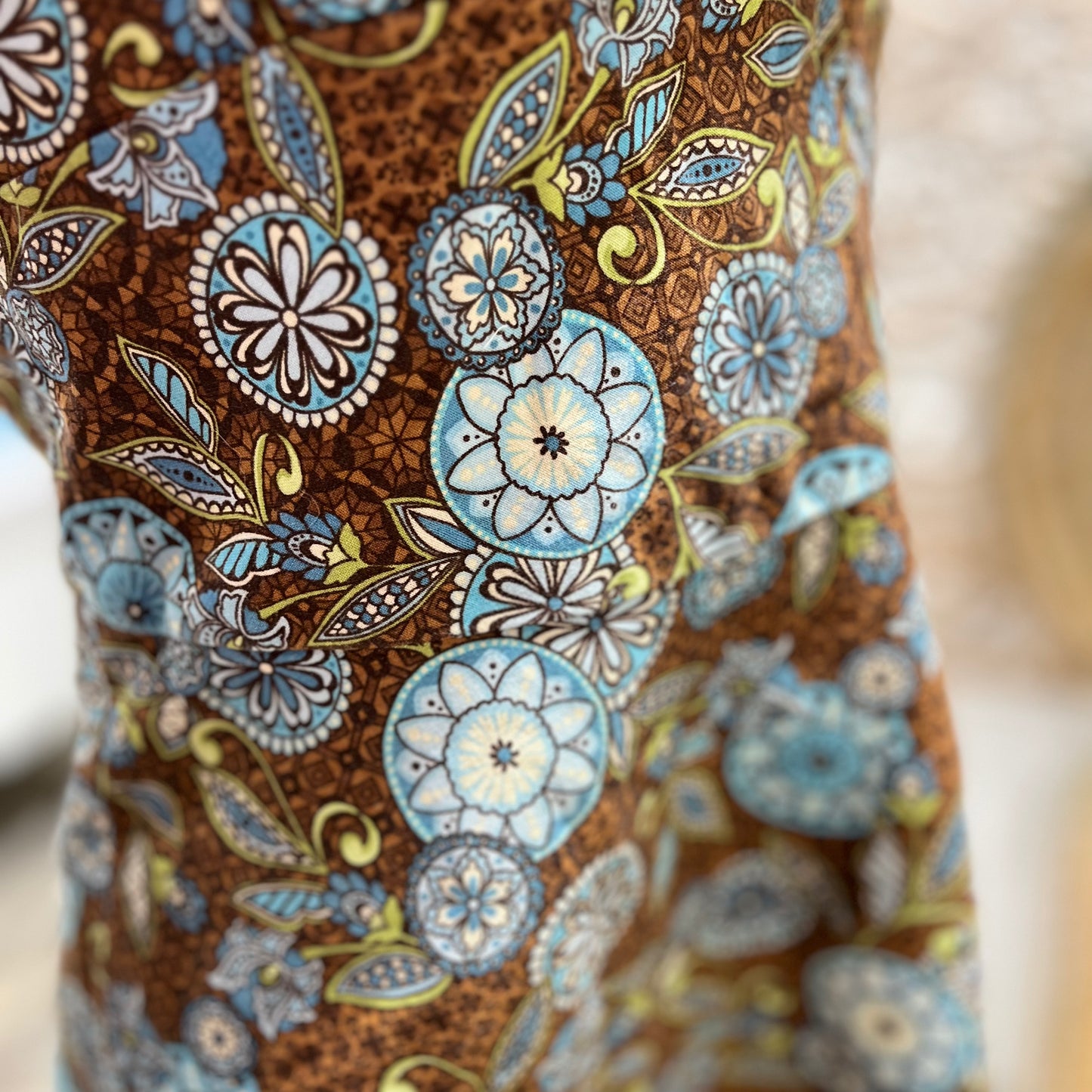 70s Vintage Floral Homemade Abstract Hippie Halter Tank Shirt L