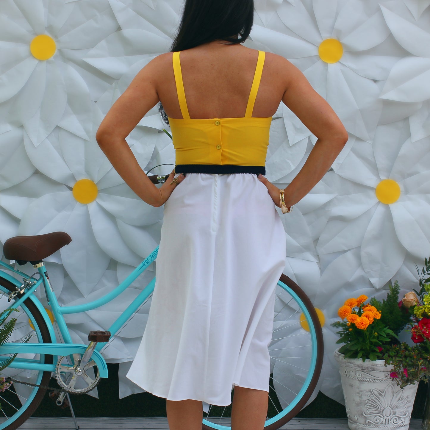 Vintage 70s Embroidered Color Block Sun Dress S