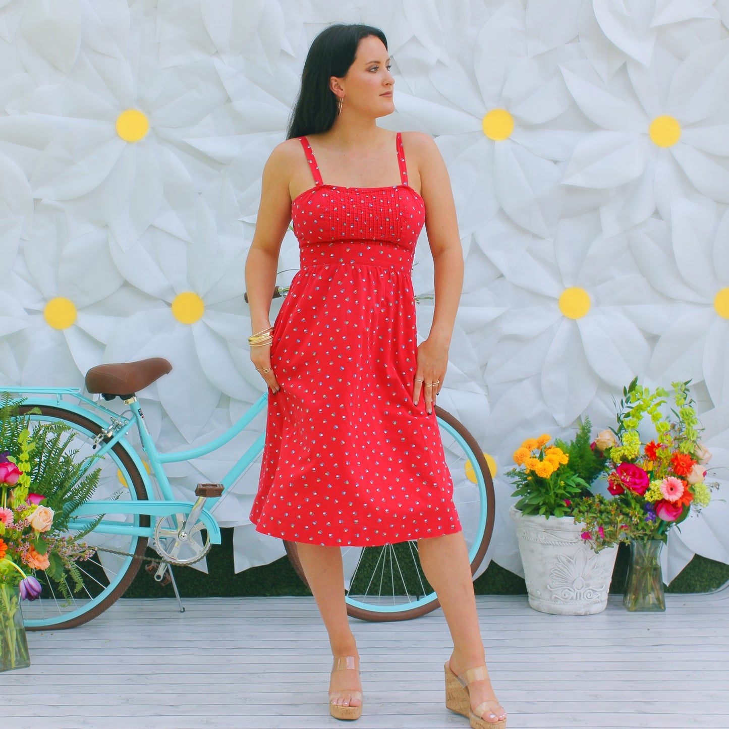 Vintage 70s Floral Red Lanz Sundress and Jacket XS