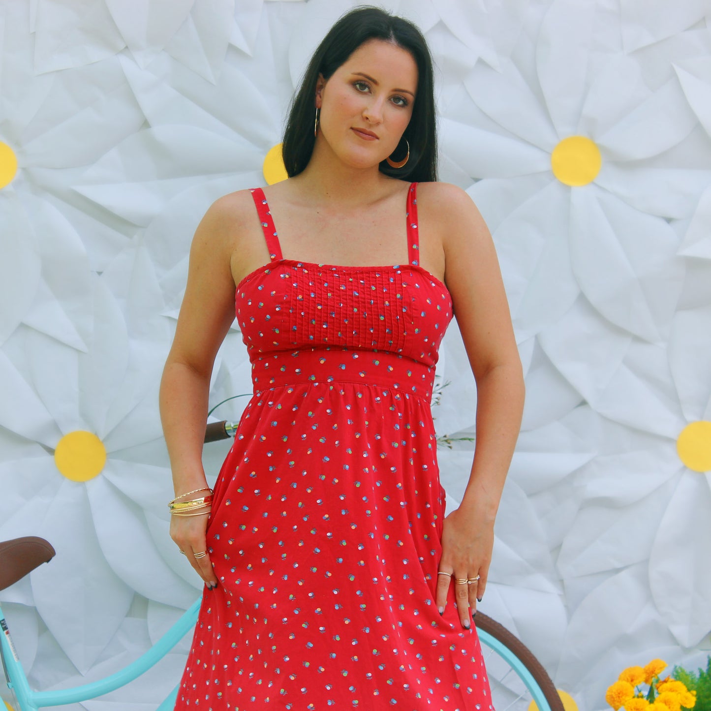 Vintage 70s Floral Red Lanz Sundress and Jacket XS