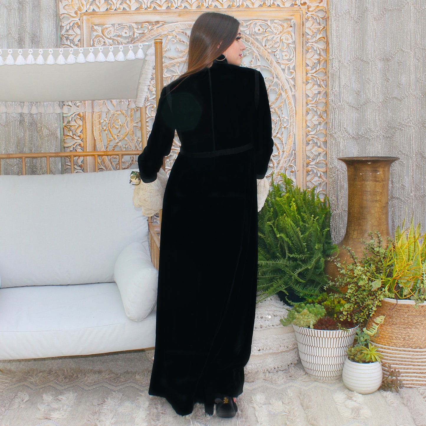 Vintage 60s Mod Designer Geoffrey Beene Black Velvet Evening Dress M