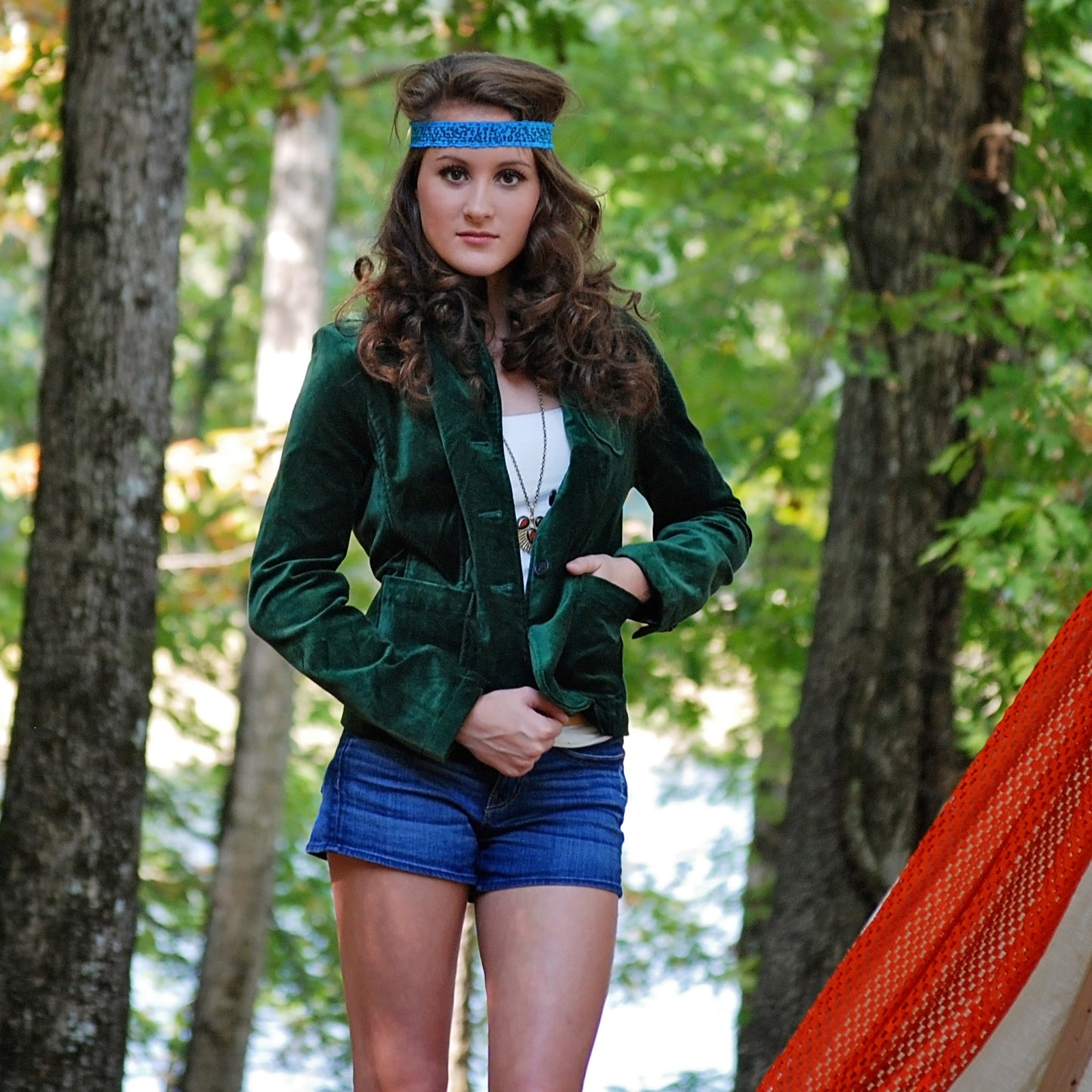 Vintage 90s Hunter Green Embroidered Velveteen Deer Blazer Jacket