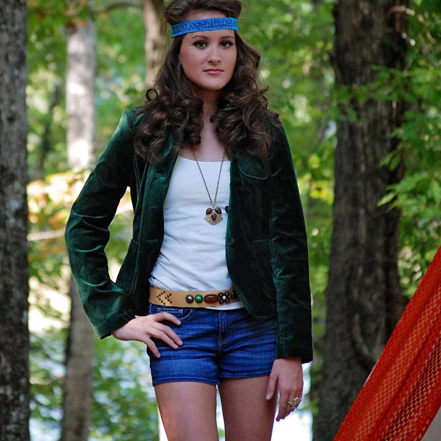 Vintage 90s Hunter Green Embroidered Velveteen Deer Blazer Jacket