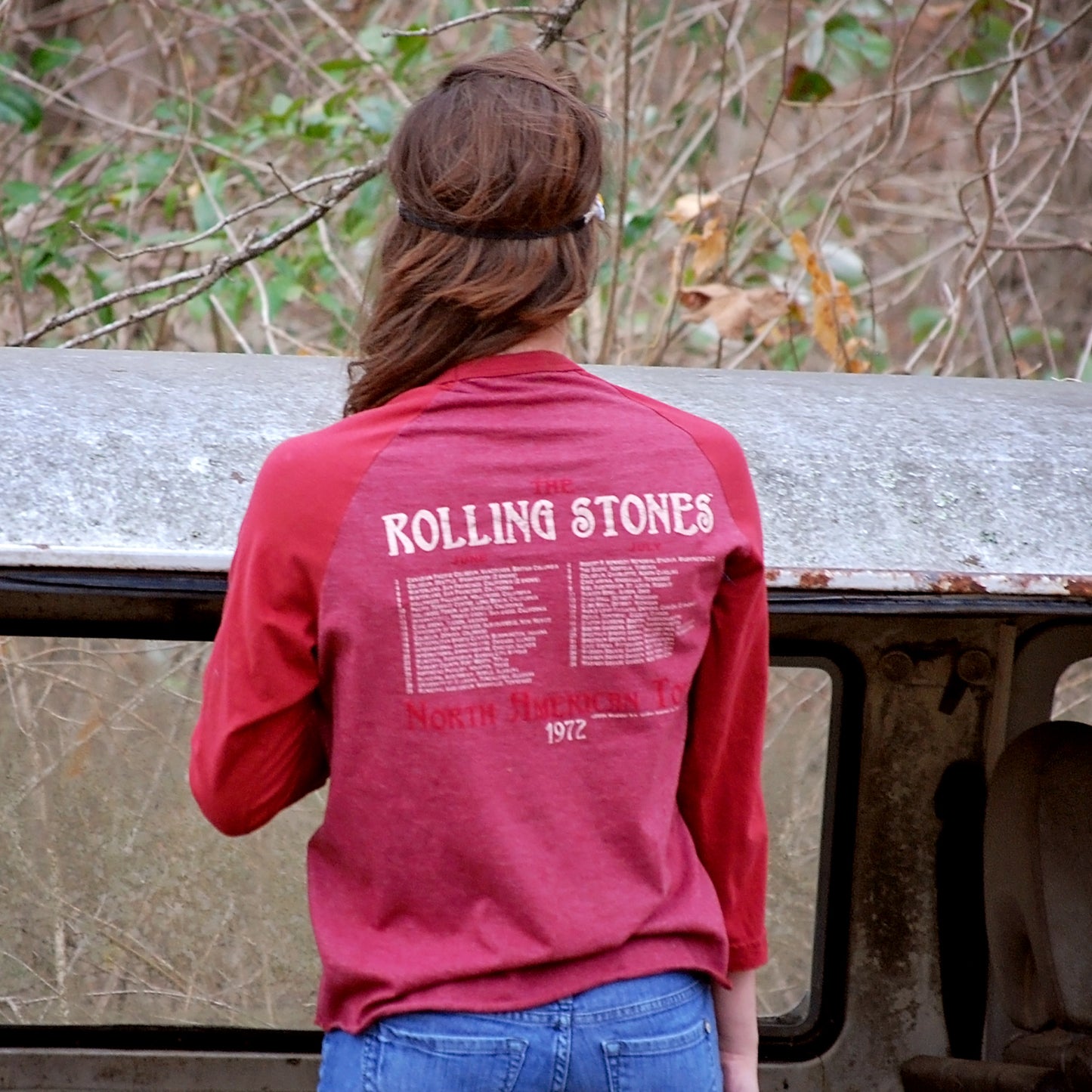 Vintage Y2K 1972 Remake Rolling Stones Tour Band Tee Raglan Shirt M