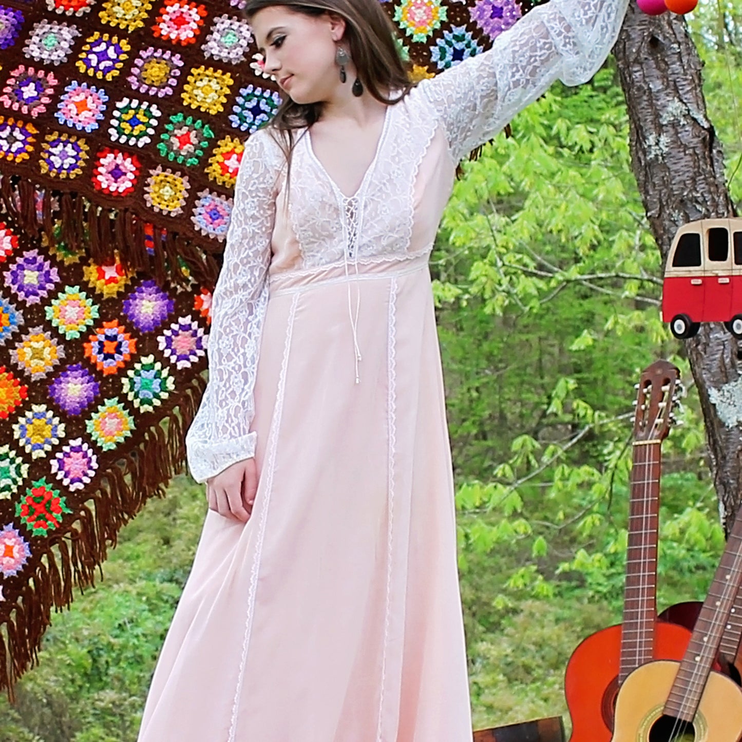 Vintage 70s Empire Cottage Core Gunne Sax Style Maxi Dress M
