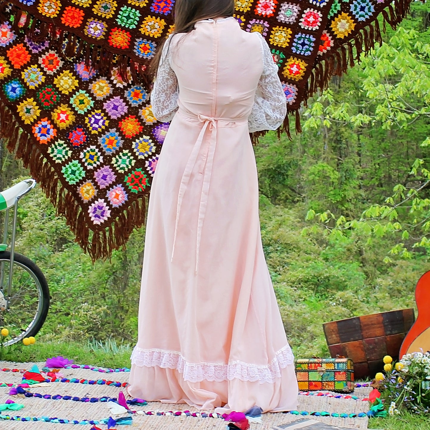 Vintage 70s Empire Cottage Core Gunne Sax Style Maxi Dress M