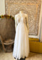Vintage 70s Mike Benet White Halter Sequin Evening Gown XS
