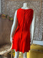 70's Deep Orange Empire Tie Fringe Mini Dress M