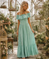 70s Light Green Flowing Bohemian Ruffle Slinky Maxi Dress