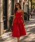 Vintage 80s Joy Steve’s Cocktail Sexy Peplum Red Party Evening Dress