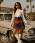 Vintage 60s Retro Mod Mini Plaid Wool Skirt XS