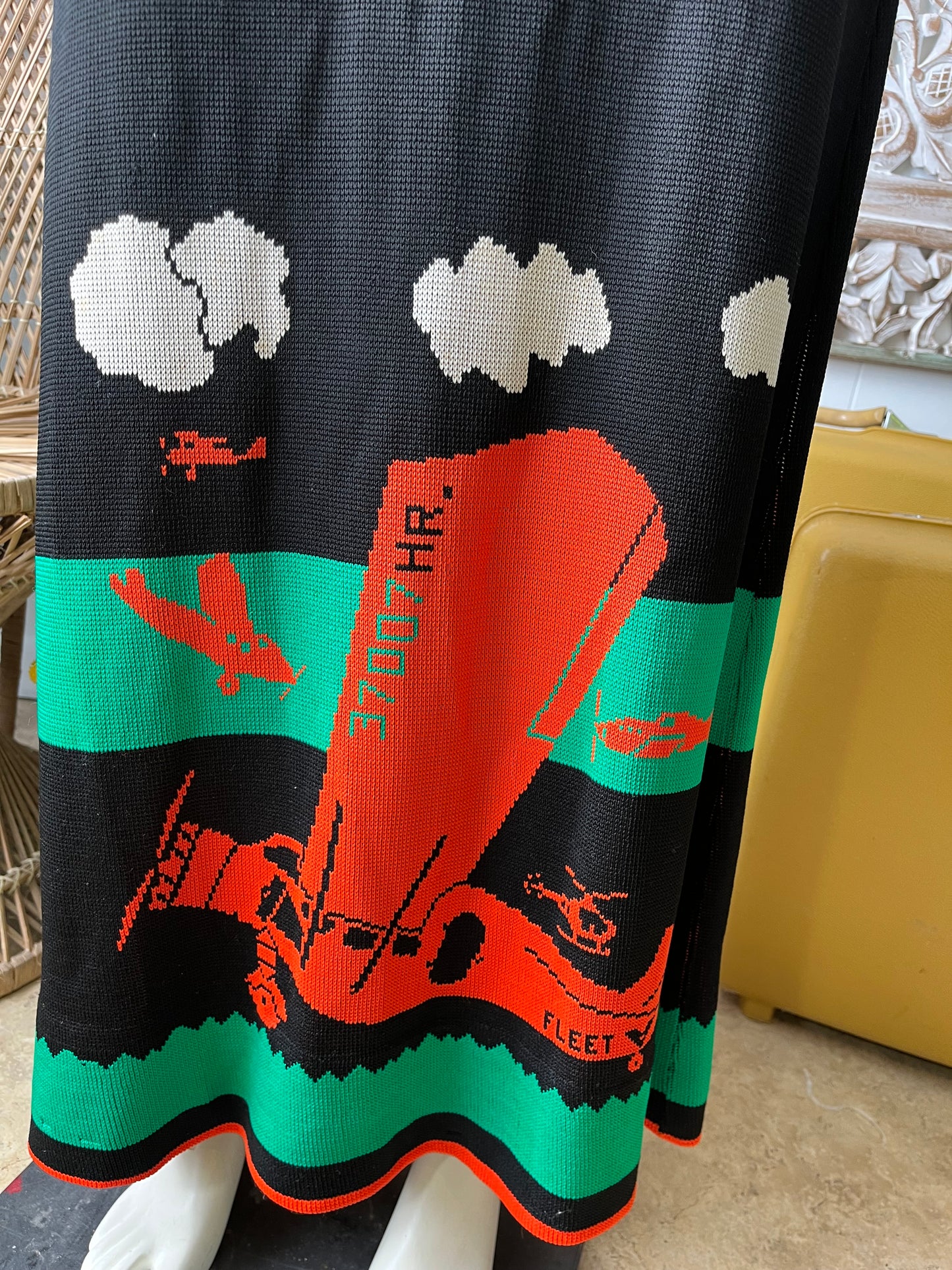 Giorgio di Sant'Angelo Biplane Knit Vintage 70s Maxi Dress S/M