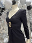 Vintage 70s Medallion Black Mini Party Cocktail Dress XS/S