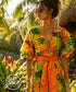 70s Hawaiian Hilo Style Hibiscus Floral Print Maxi Vintage Dress