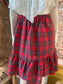 Vintage 80s Plaid Tartan Red Ruffle Mini Skirt XL