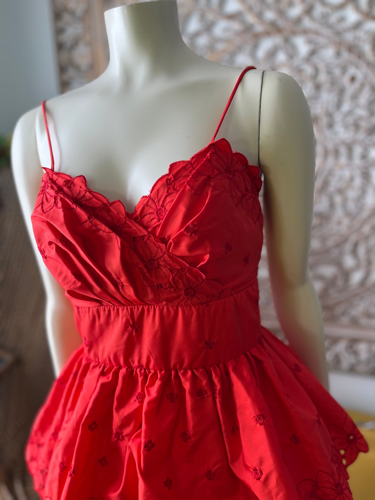 Vintage 80s Joy Steve’s Cocktail Sexy Peplum Red Party Evening Dress