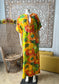 70s Hawaiian Hilo Style Hibiscus Floral Print Maxi Vintage Dress