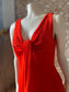 70's Deep Orange Empire Tie Fringe Mini Dress M