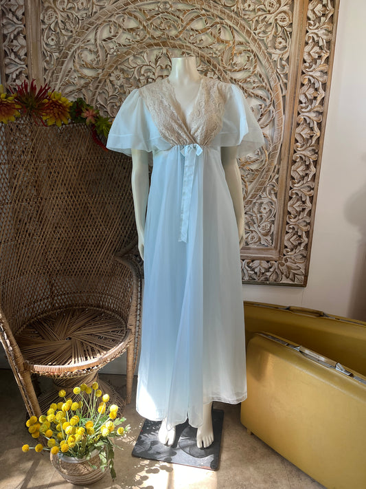 Shadowline lace blue nightgown