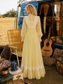 Vintage 70s Empire Lace Gunne Sax Style Yellow Maxi Dress XS