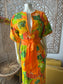 70s Hawaiian Hilo Style Hibiscus Floral Print Maxi Vintage Dress