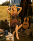 Vintage 70s Floral Bohemian Ethnic Border Print Sundress XXS