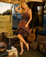 Vintage 70s Floral Bohemian Ethnic Border Print Sundress XXS