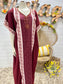 Vintage 80s 90s Ethnic Embroidered Burgundy Caftan Kaftan