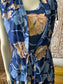 Vintage 70s Slinky Sheer Gathered Orchid Floral Dress and Jacket