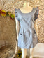 Vintage 70s Hippie Blue Chambray Ruffle Sleeve Mini Dress XS