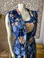 Vintage 70s Slinky Sheer Gathered Orchid Floral Dress and Jacket