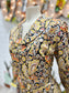 Vintage 70s Psychedelic Round Collar Button Cuff Mini Dress L