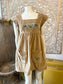 Vintage 70s Hippie Velveteen Embroidered Bohemian Mini Dress S