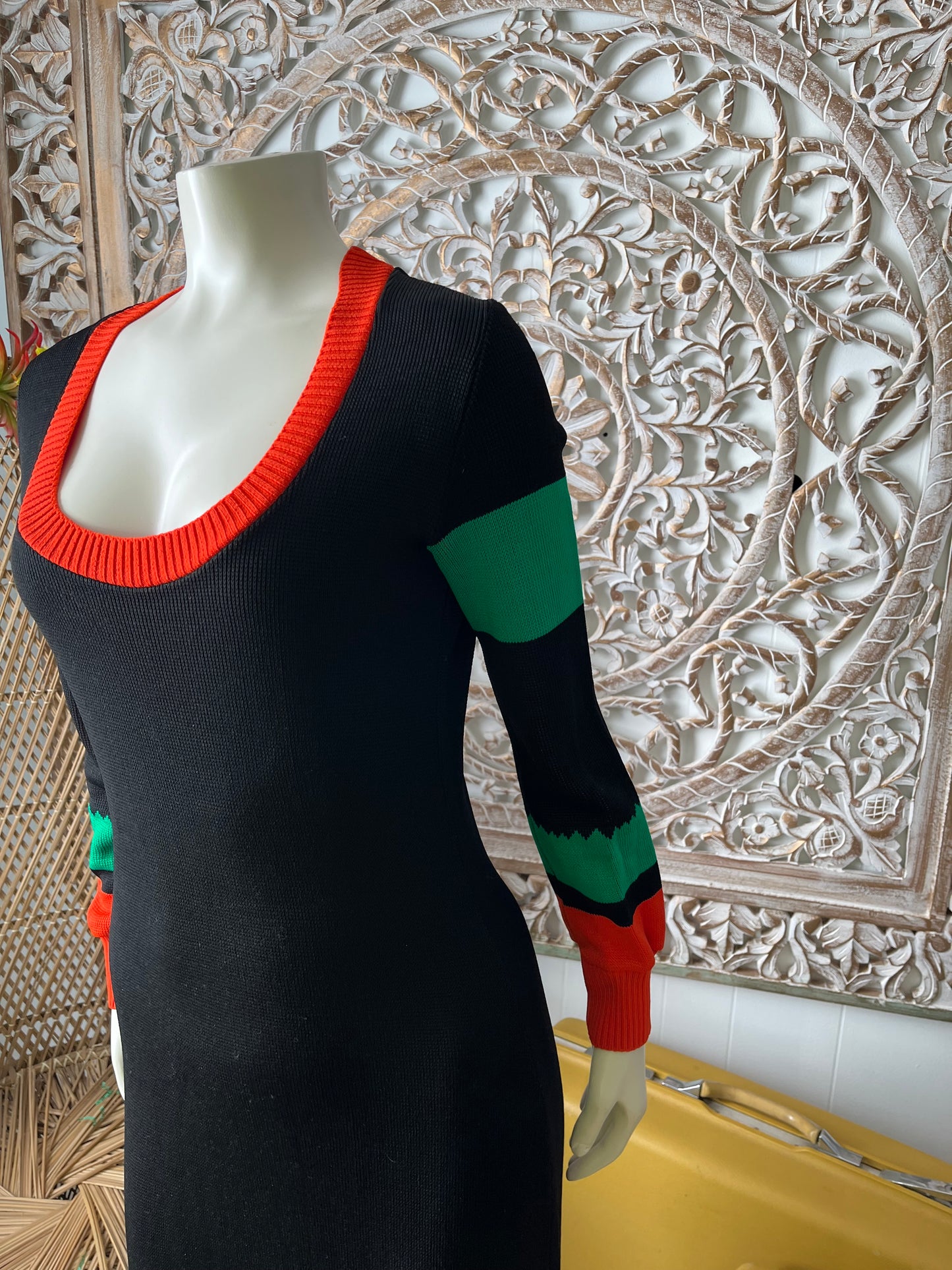 Giorgio di Sant'Angelo Biplane Knit Vintage 70s Maxi Dress S/M