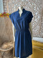 Vintage 70s Polka Dot Cap Sleeves Sheer Nautical Midi Navy Dress