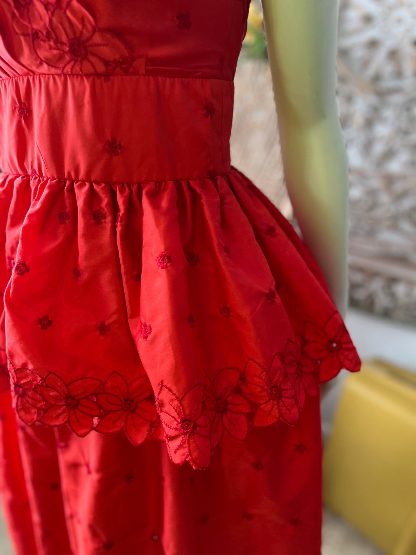 Vintage 80s Joy Steve’s Cocktail Sexy Peplum Red Party Evening Dress