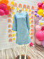 Vintage 70s Blue Boho Tiny Floral Print Hippie Mini Shift Dress M
