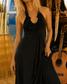 Vintage 70s Black Ruffled Climax Hippie Halter Maxi Dress XS
