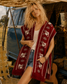 Vintage 70's Vest Woven Ethnic Deer Knit Fringe Poncho XL